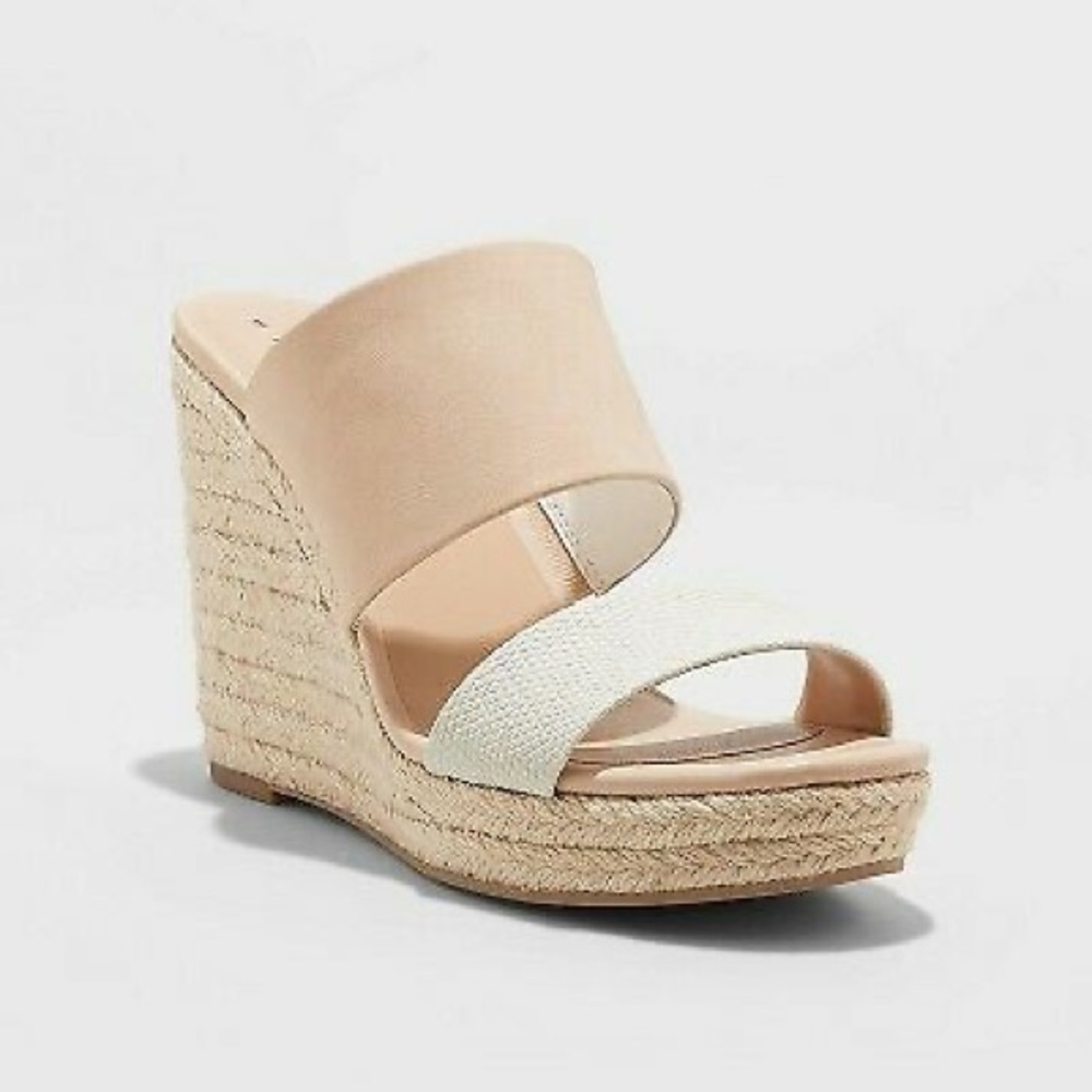 ADELINA MICROSUEDE TWO BAND WEDGE PUMPSLUSH